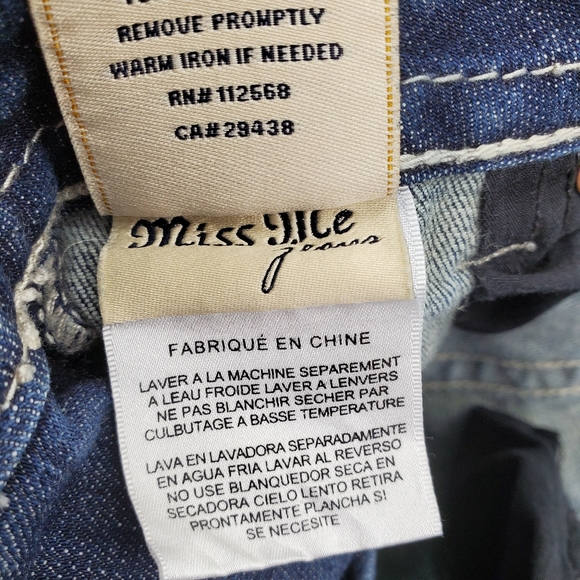 Miss Me Blue Straight Leg Jeans with White Embroidery - Picture 13 of 13